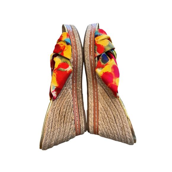 Etienne Aigner Krista Watercolor Twisted Knot Espadrille Wedge Sandal Size 9 - Picture 7 of 8